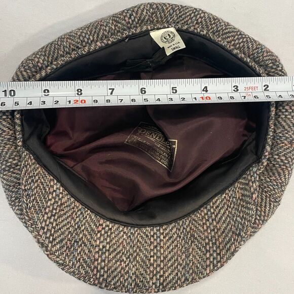 ~ Vintage Pendleton* Sm Wool Driving Cap* Brown Newsboy Plaid Tweed Hat Vtg GUC* - Picture 8 of 13